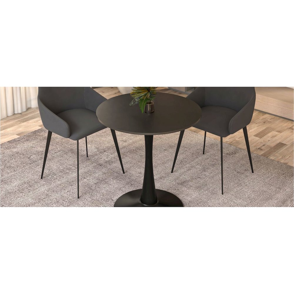 Leisyremod Bristol 27" Round Dining Table Black base with Black top. Picture 23