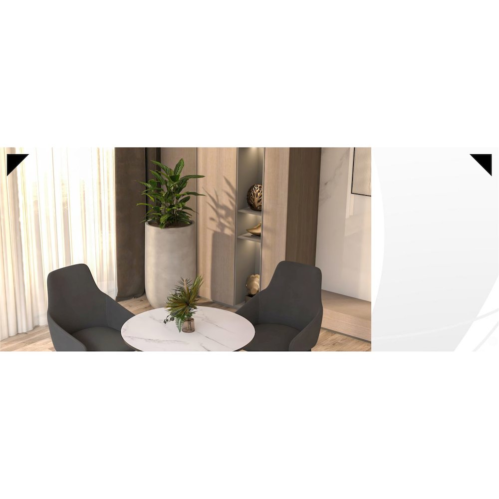 Leisyremod Bristol 24" Round Dining Table Black base with White top. Picture 43
