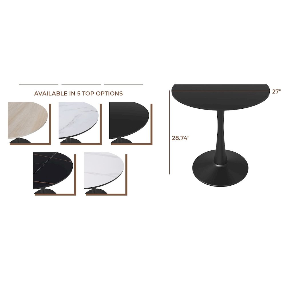 Leisyremod Bristol 27" Round Dining Table Black base with Black top. Picture 20