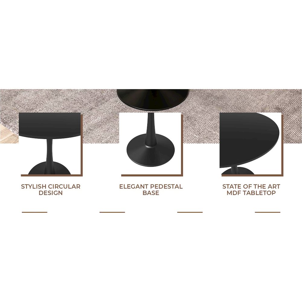 Leisyremod Bristol 27" Round Dining Table Black base with Black top. Picture 21