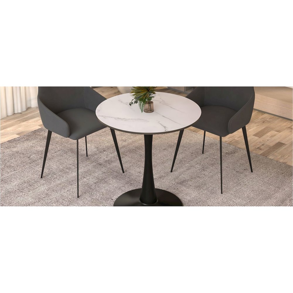 Bristol 27" round dining table Black base with marbled MDF top. Picture 35