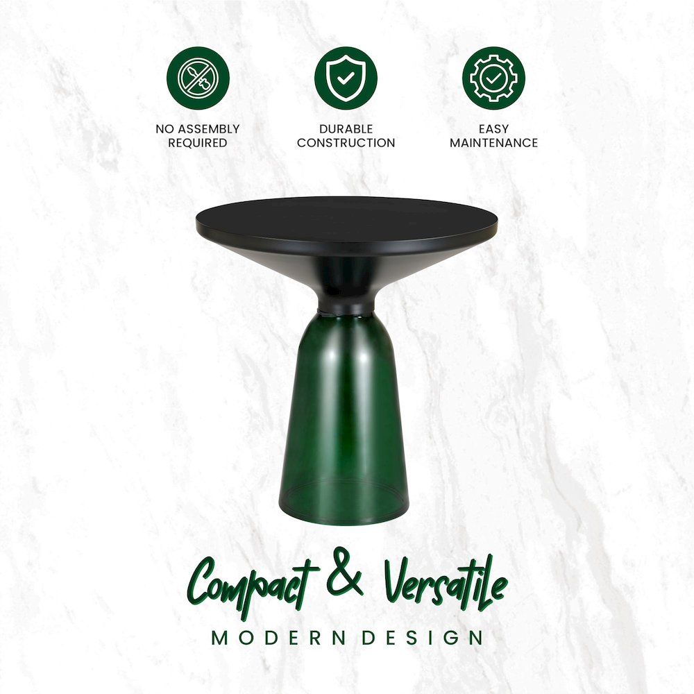 Tully Collection Glass side Table Green glass, Black Rim with Black Glass top. Picture 4