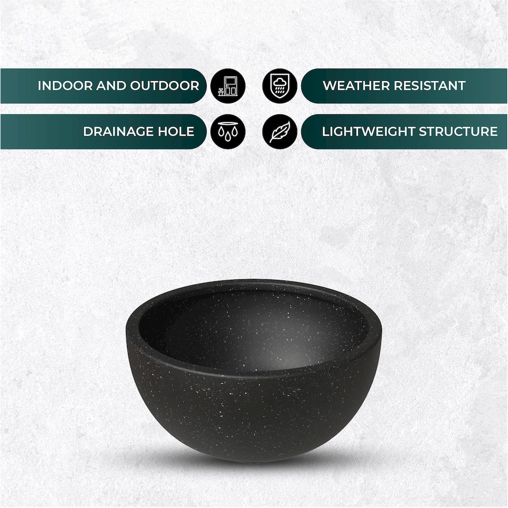 Iris Fiberstone Planter in Black 7 Dia. Picture 8
