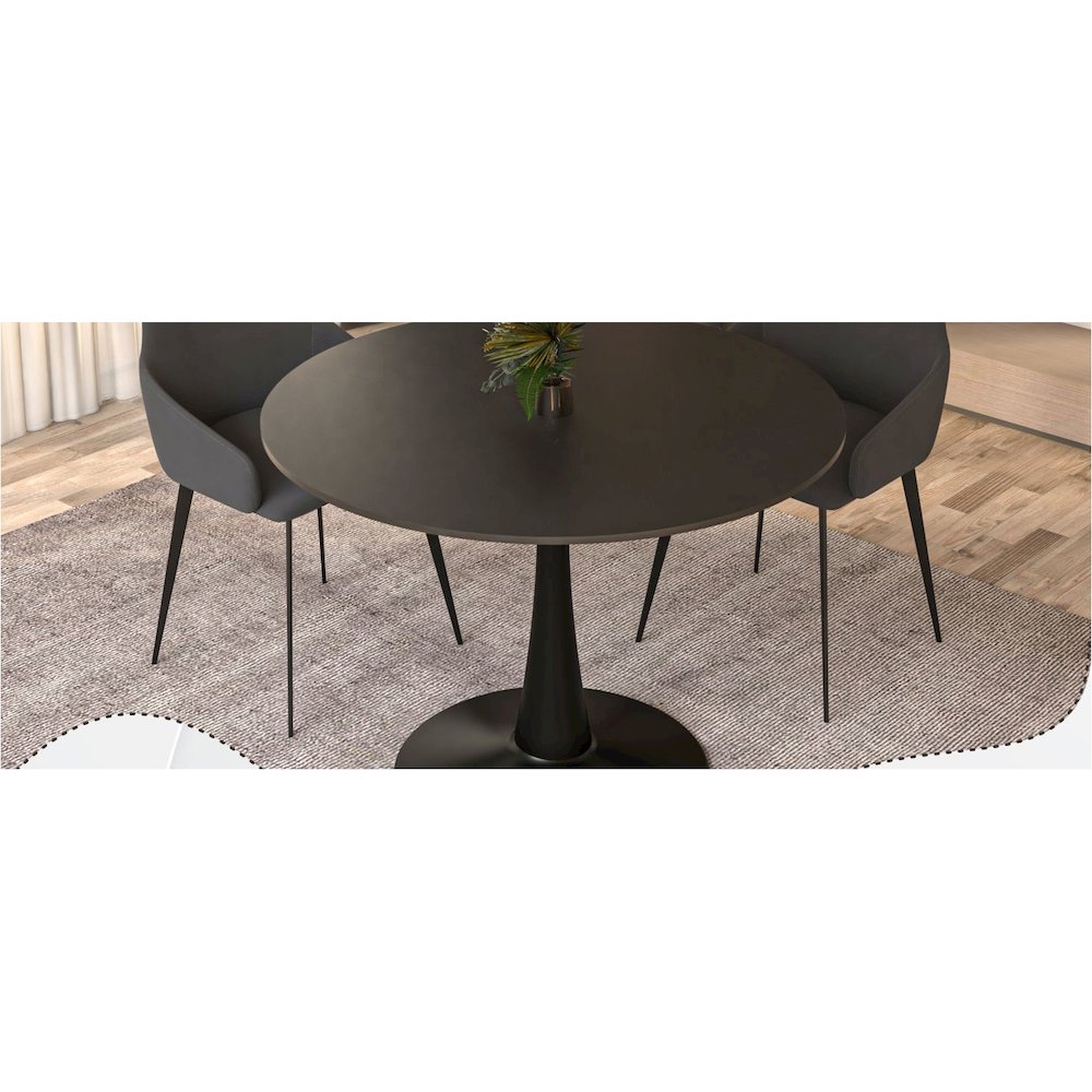 Bristol, 40" Round dining table in Black Base with Black top. Picture 27