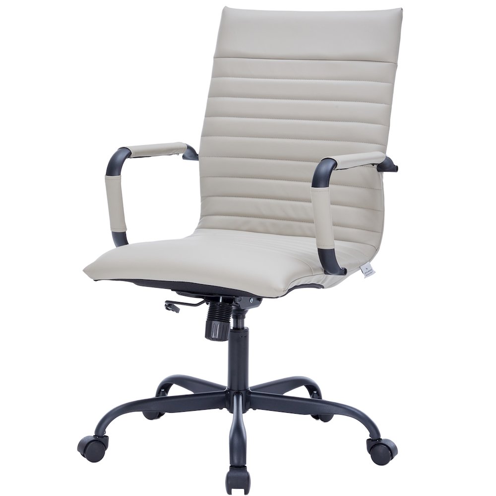 Harris Leather Home High-Back Office Chair in Tan With Black Frame. Picture 15