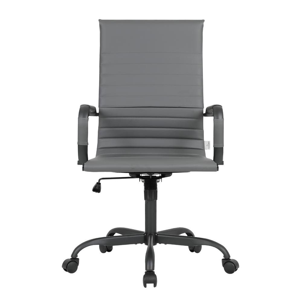 Leather Home High-Back Office Chair in Grey With Black Frame. Picture 3