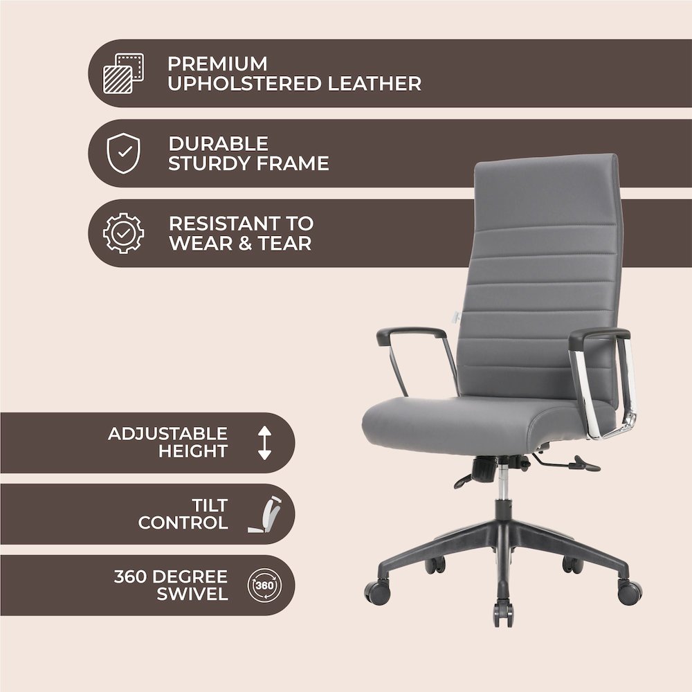 Hilton Modern High-Back Leather Office Chair. Picture 48