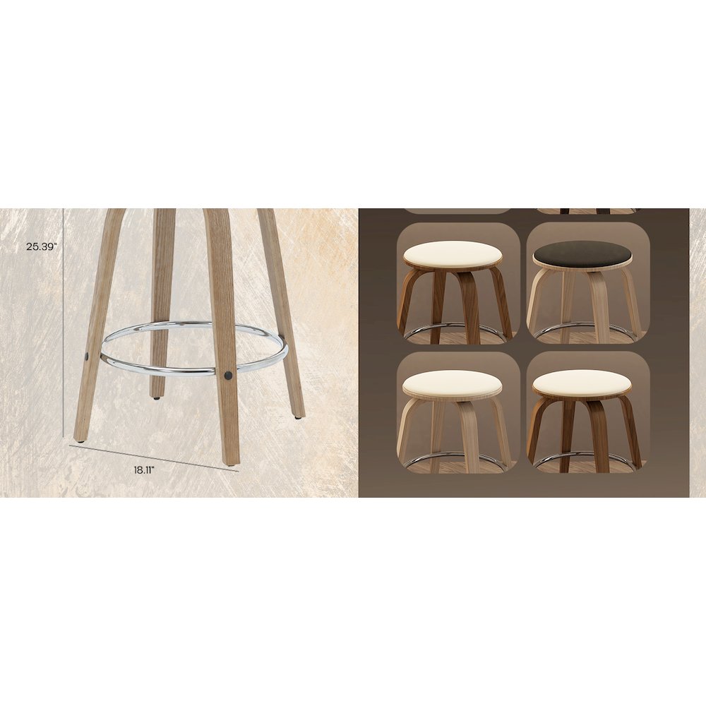 Wooden Counter Stool Pelya Collection Modern Style Washed Walnut color in Black. Picture 28