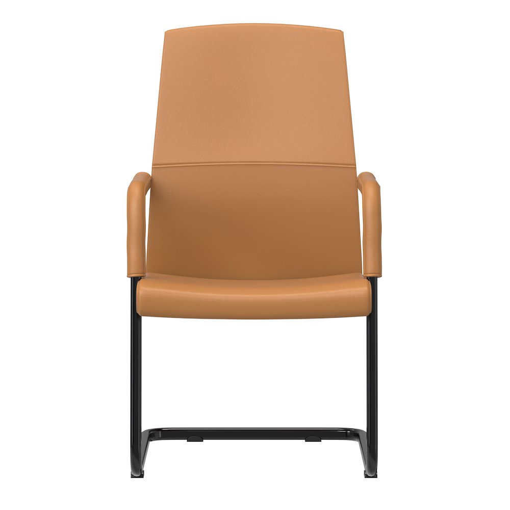 Evander Office Guest Chair in Acorn Brown Leather. Picture 18
