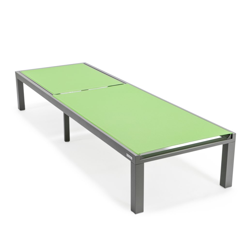 Marlin Patio Chaise Lounge Chair With Grey Aluminum Frame, Set of 2 in Green. Picture 8