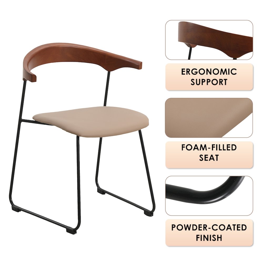 Lyra Collection Modern Chair in Dark Wood back and Taupe Seat. Picture 20