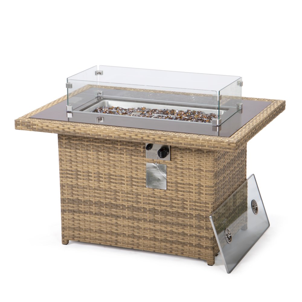 Mace Wicker Patio Modern Propane Fire Pit Table. Picture 4