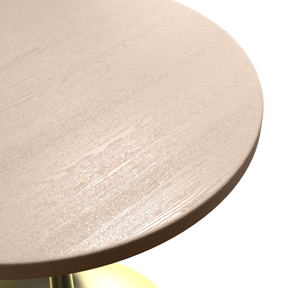 Verve 27" Round Dining Table, Brushed Gold Base with Light Natural Wood MDF Top. Picture 10