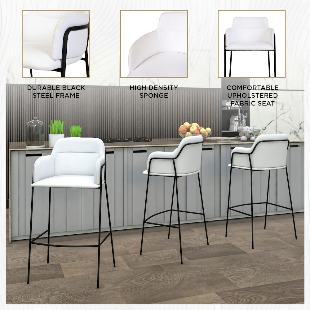 Axis Collection Modern Bar height Chair in White. Picture 6