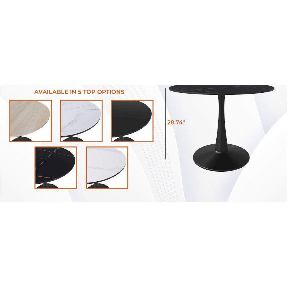 Bristol 40" round dining table Black base with Black Sintered stone Top. Picture 23