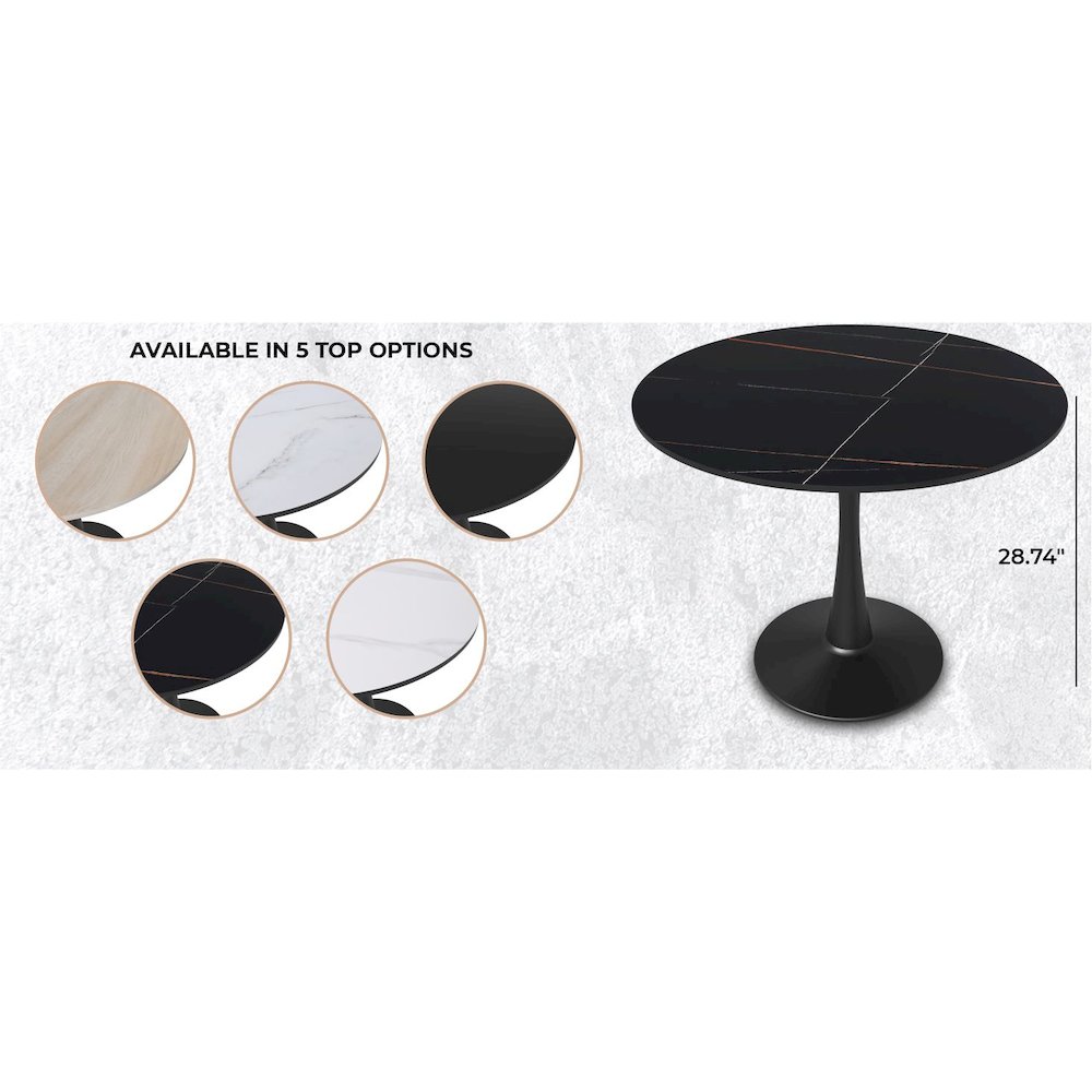 Bristol 31" round dining table Black base with Black Sintered stone Top. Picture 26