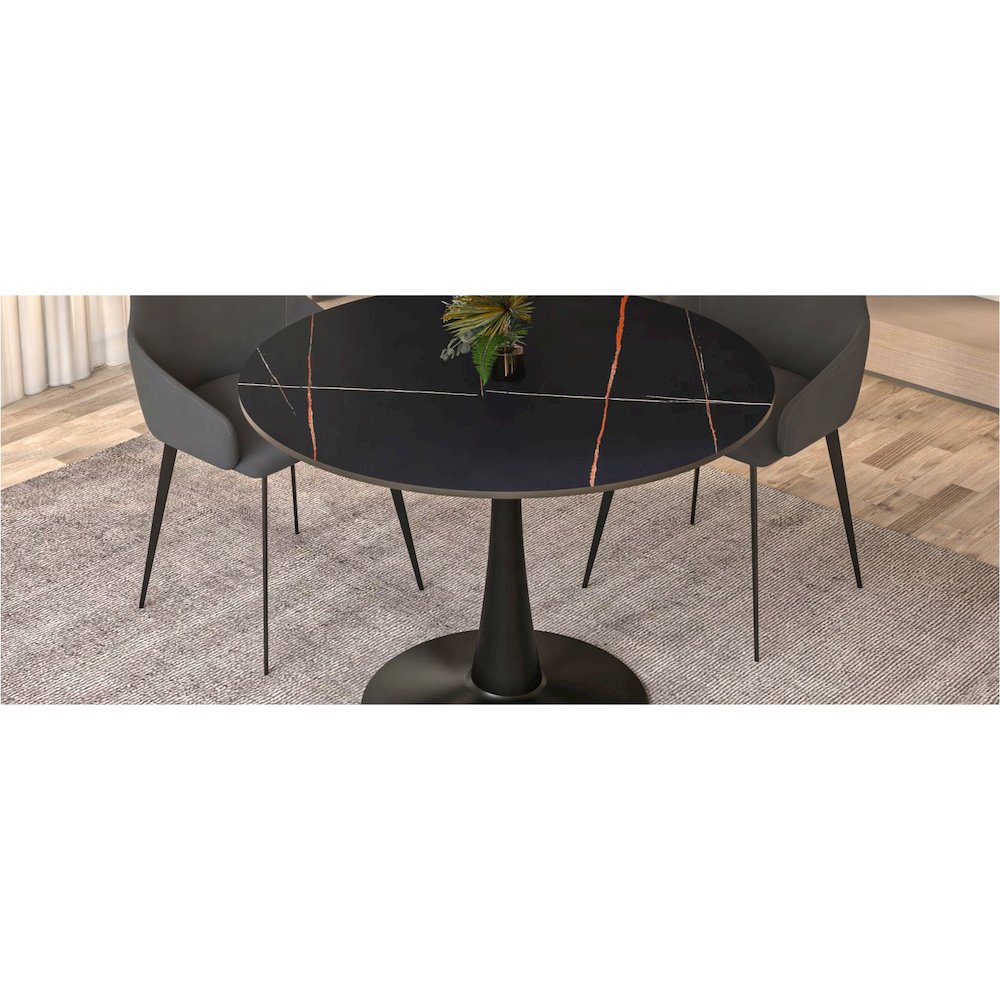 Bristol 40" round dining table Black base with Black Sintered stone Top. Picture 32