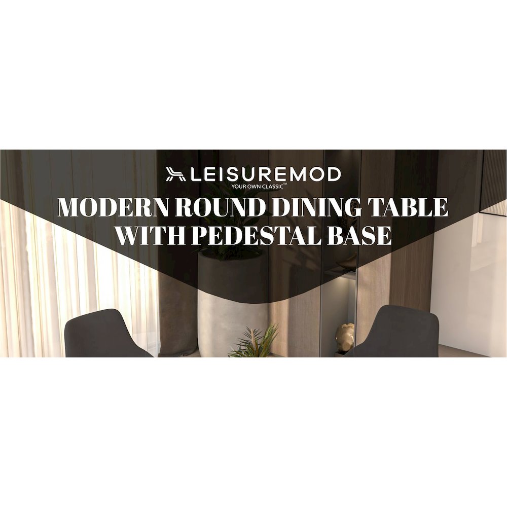 Bristol 35" round dining table Black base with White Sintered stone Top. Picture 28