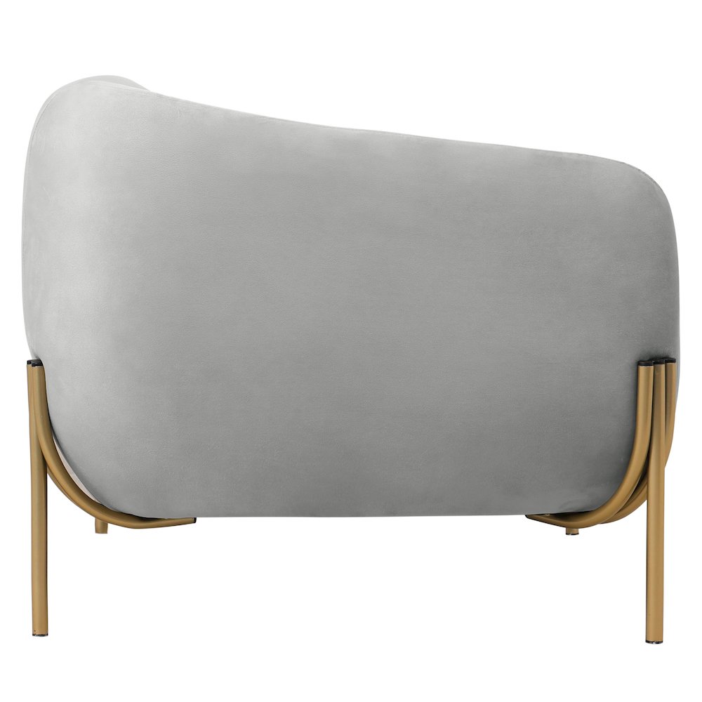 Zuno Collection Modern Single Seater Sofa in Light Grey Velvet. Picture 7