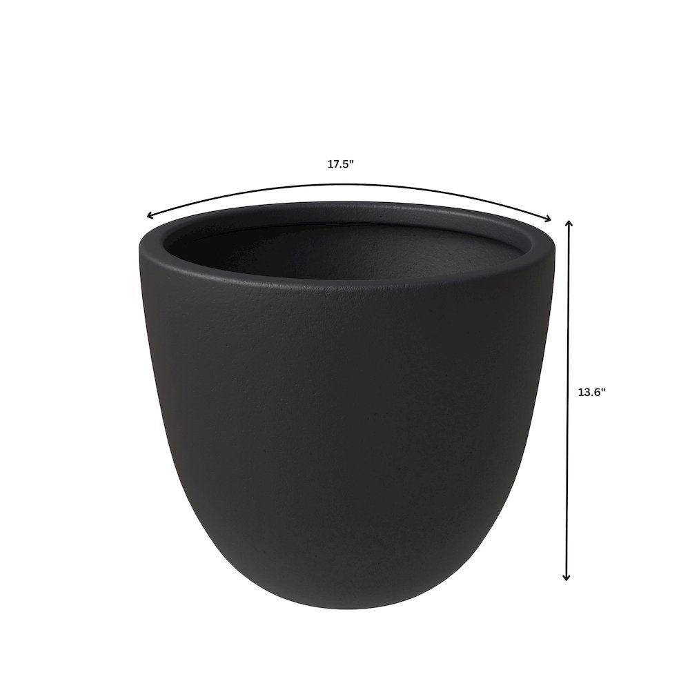 Dahlia Series Poly Stone Planter in Black 17.5 Dia, 13.6 High. Picture 7