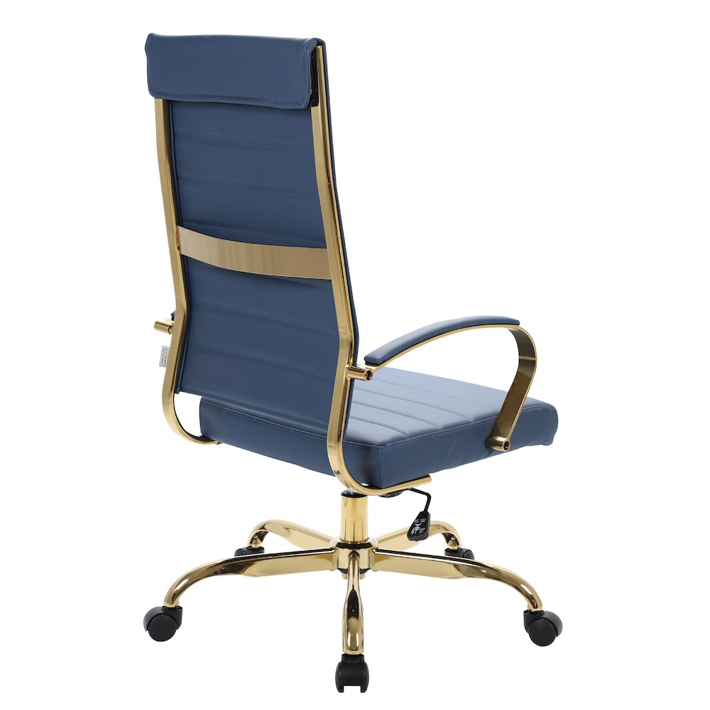 Benmar High-Back Leather Office Chair With Gold Frame. Picture 10