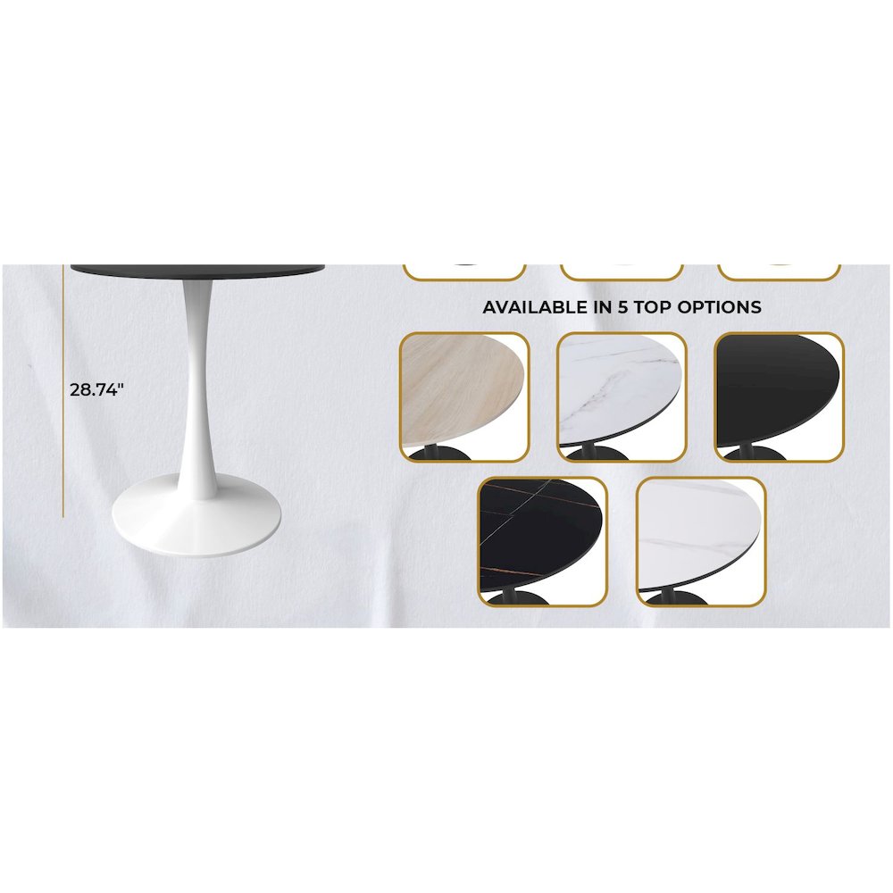 Leisyremod Bristol 24" Round Dining Table White base with Black top. Picture 20