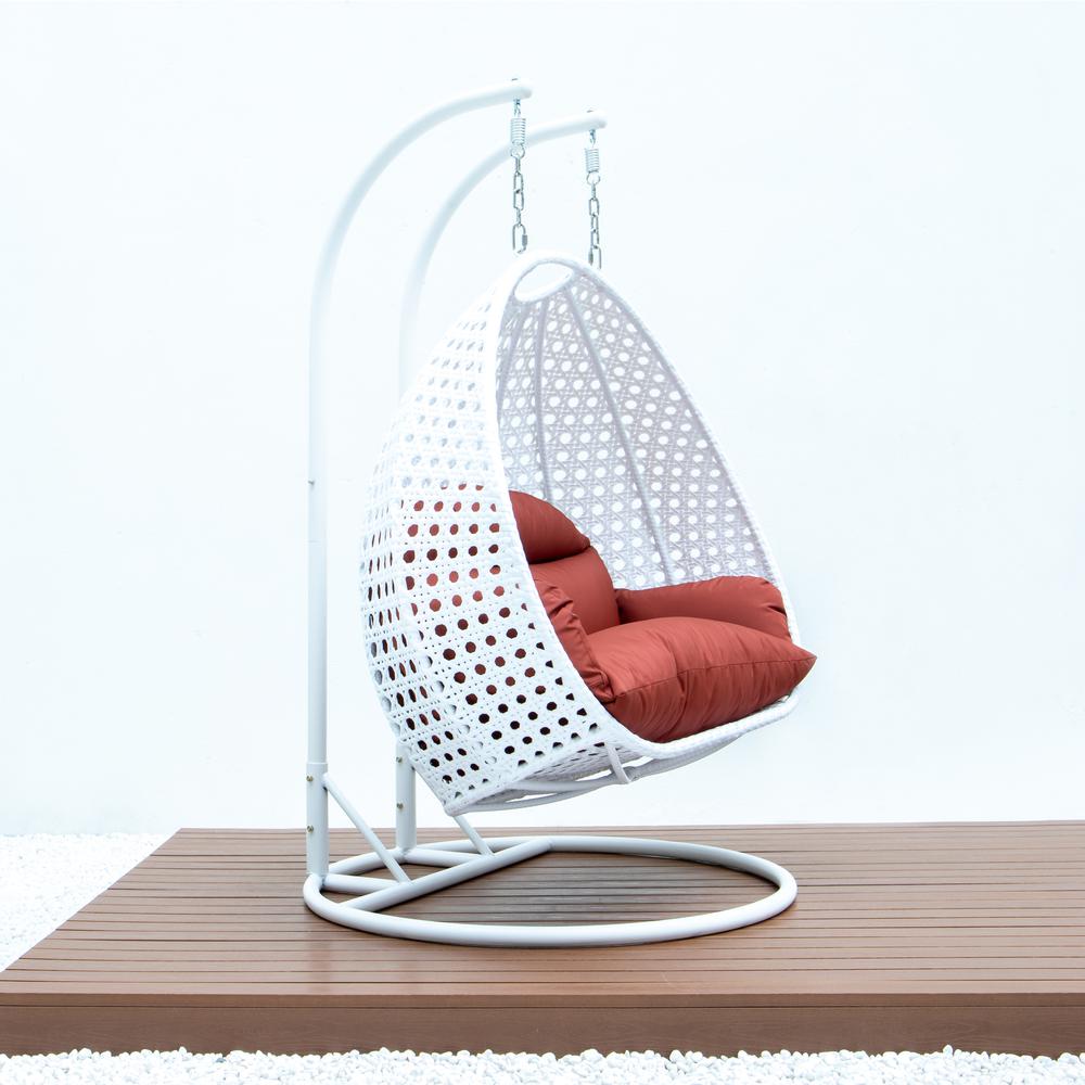 White Wicker Hanging 2 person Egg Swing Chair. Picture 6