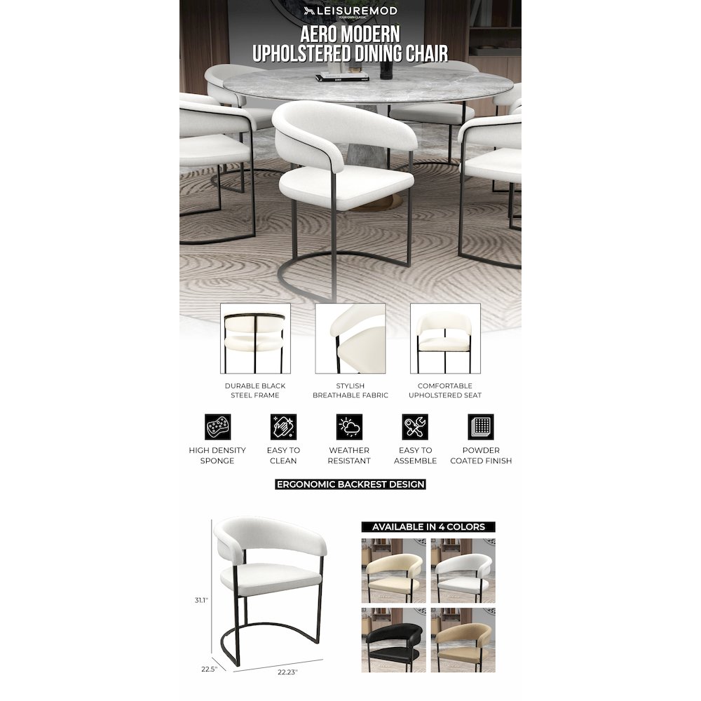 Aero Collection Modern Dining Chair in White Set of 4. Picture 18