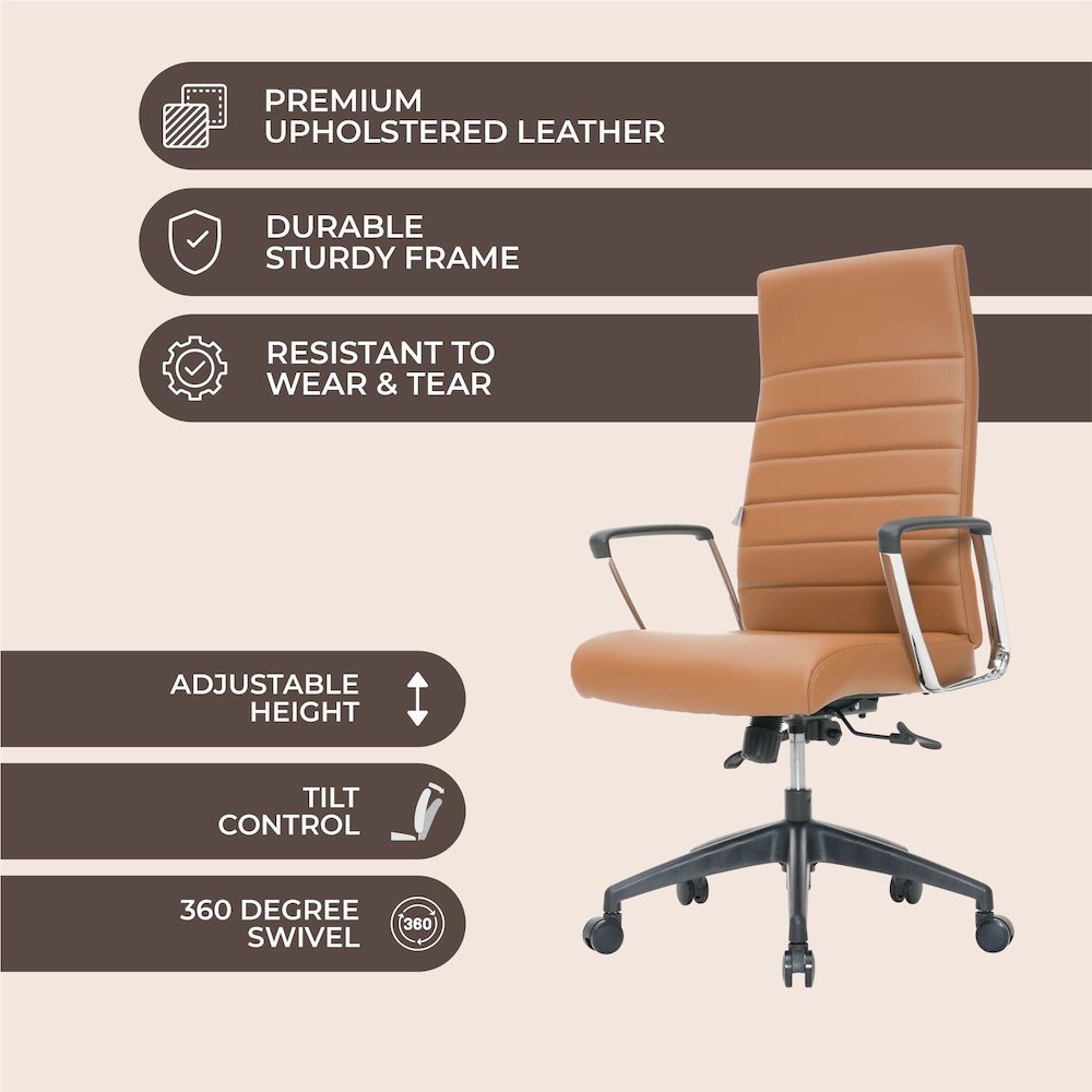 Hilton Modern High-Back Leather Office Chair. Picture 46