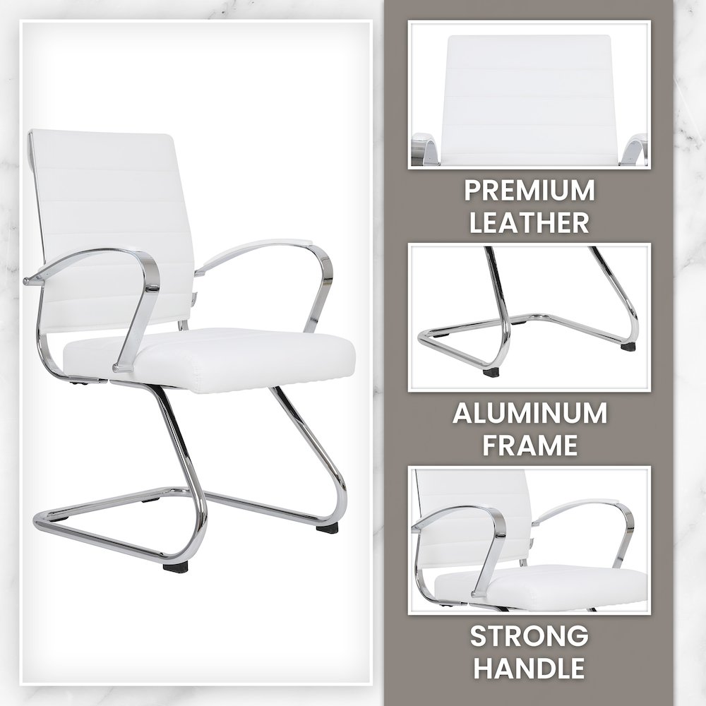 Benmar Home Leather Guest Office Chair in Charcoal. Picture 185