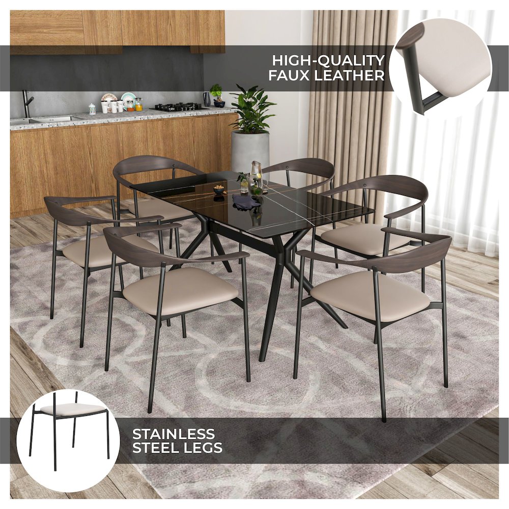 Kora Collection Modern Dining Chair in Taupe. Picture 14