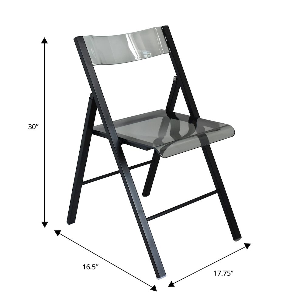 Menno Modern Acrylic Folding Chair Black Frame With Trans Black Seat. Picture 12
