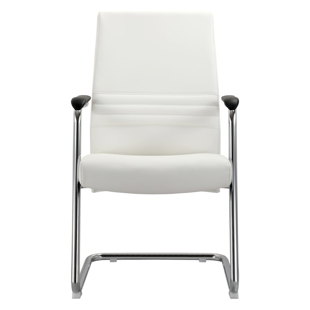 Aleen Series Guest Office Chair In White Leather. Picture 13