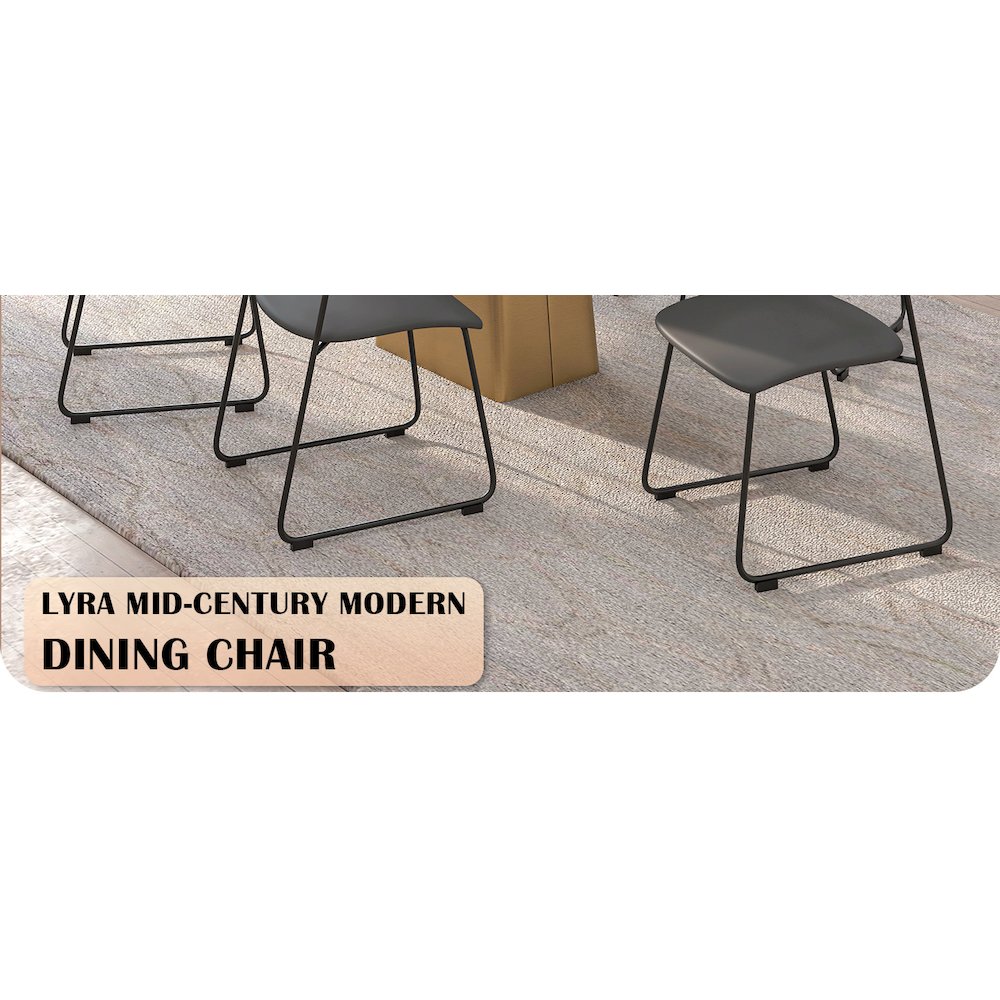Lyra Collection Modern Chair in Black Walnut Color back and Black Seat. Picture 3