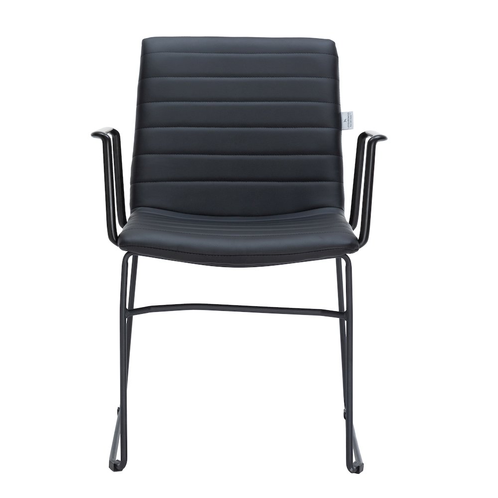 Zylar Series Office Guest Arm Chair in Black Leather. Picture 2