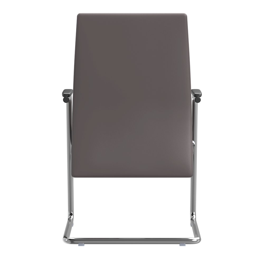 Aleen Series Guest Office Chair In Grey Leather. Picture 22
