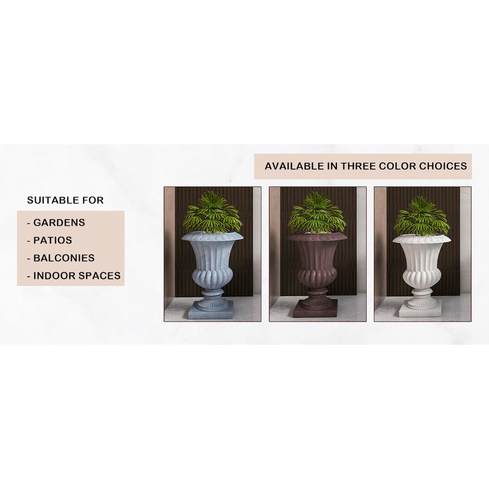 Lotus Series Poly Stone Planter in Brown, 20 Dia, 28 High. Picture 7