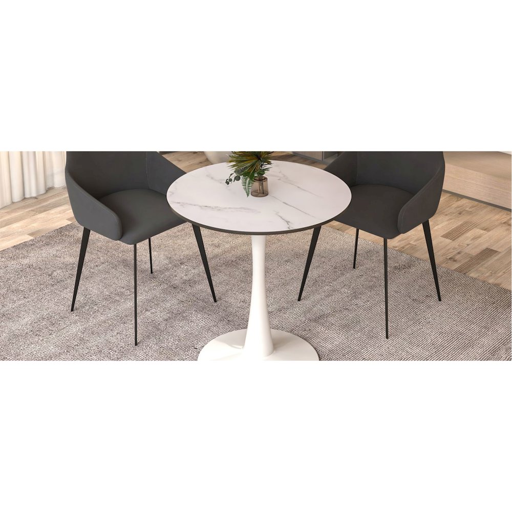 Bristol 27" round dining table White base with marbled MDF top. Picture 24