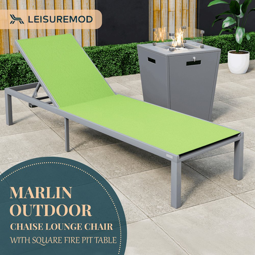 Marlin Modern Grey Aluminum Outdoor Patio Chaise Lounge Chair. Picture 5
