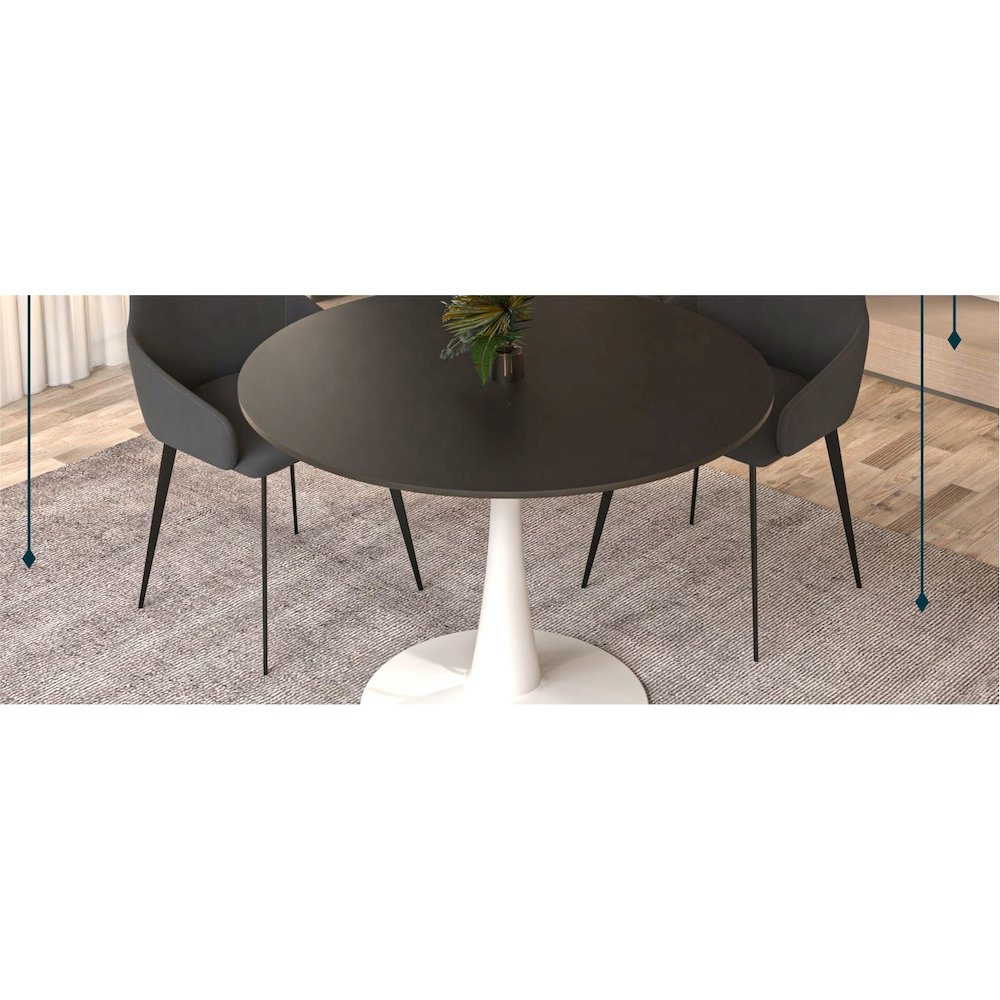 Bristol, 40" Round dining table in White Base with Blacktop. Picture 32