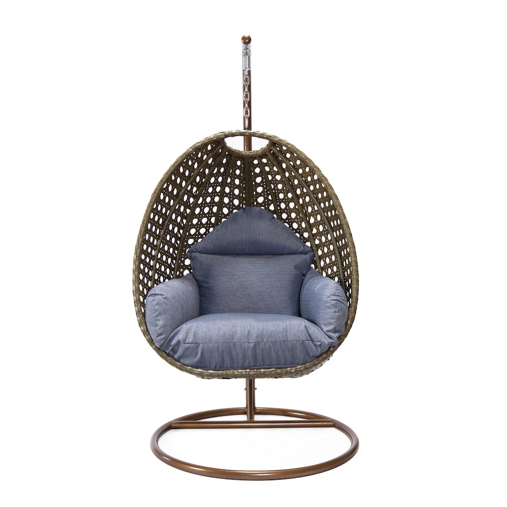 Beige Wicker Hanging Egg Swing Chair. Picture 5