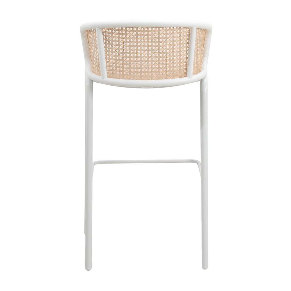 Ervilla Mid-Century Modern Wicker Bar Stool in Beige. Picture 7