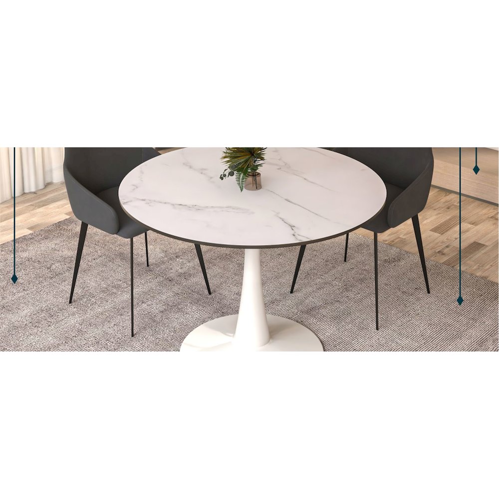 Bristol 40" round dining table White base with marbled MDF top. Picture 32
