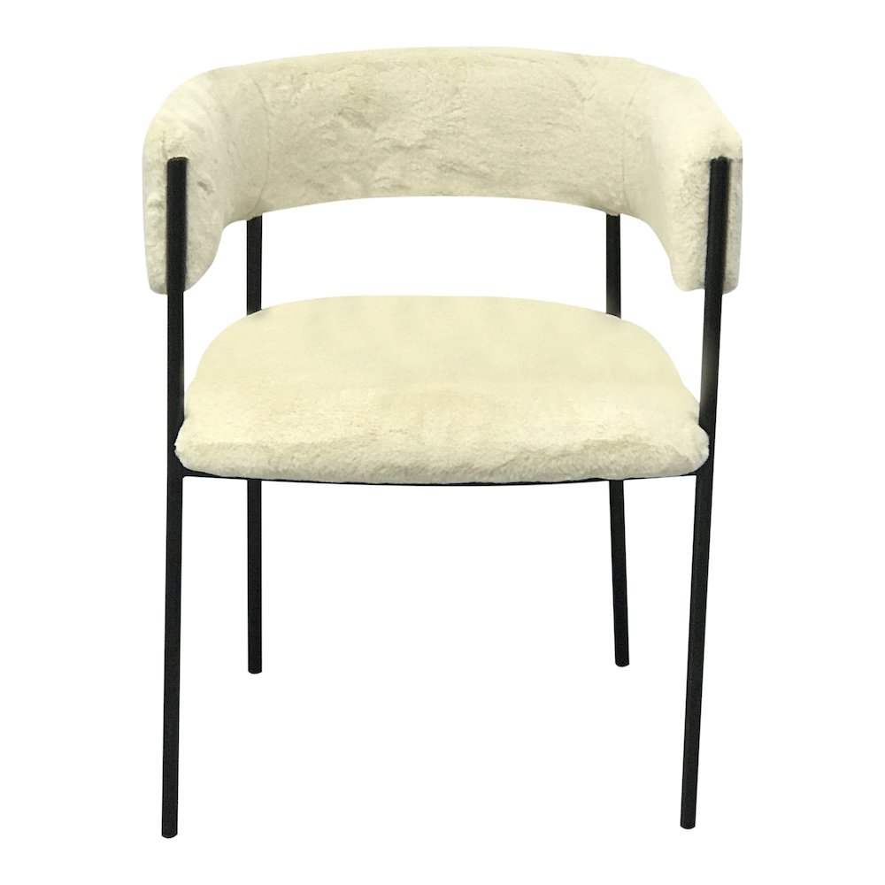 Cyril Collection Modern Chair in White Faux Fur. Picture 19