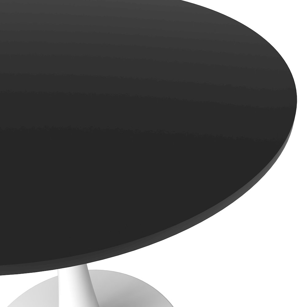 Leisyremod Bristol 24" Round Dining Table White base with Black top. Picture 5