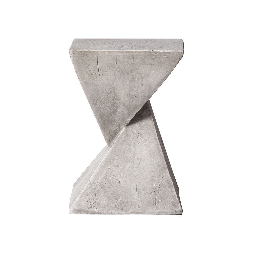 Glint Collection Fiberglass Outdoor Side Table in Marble White. Picture 18