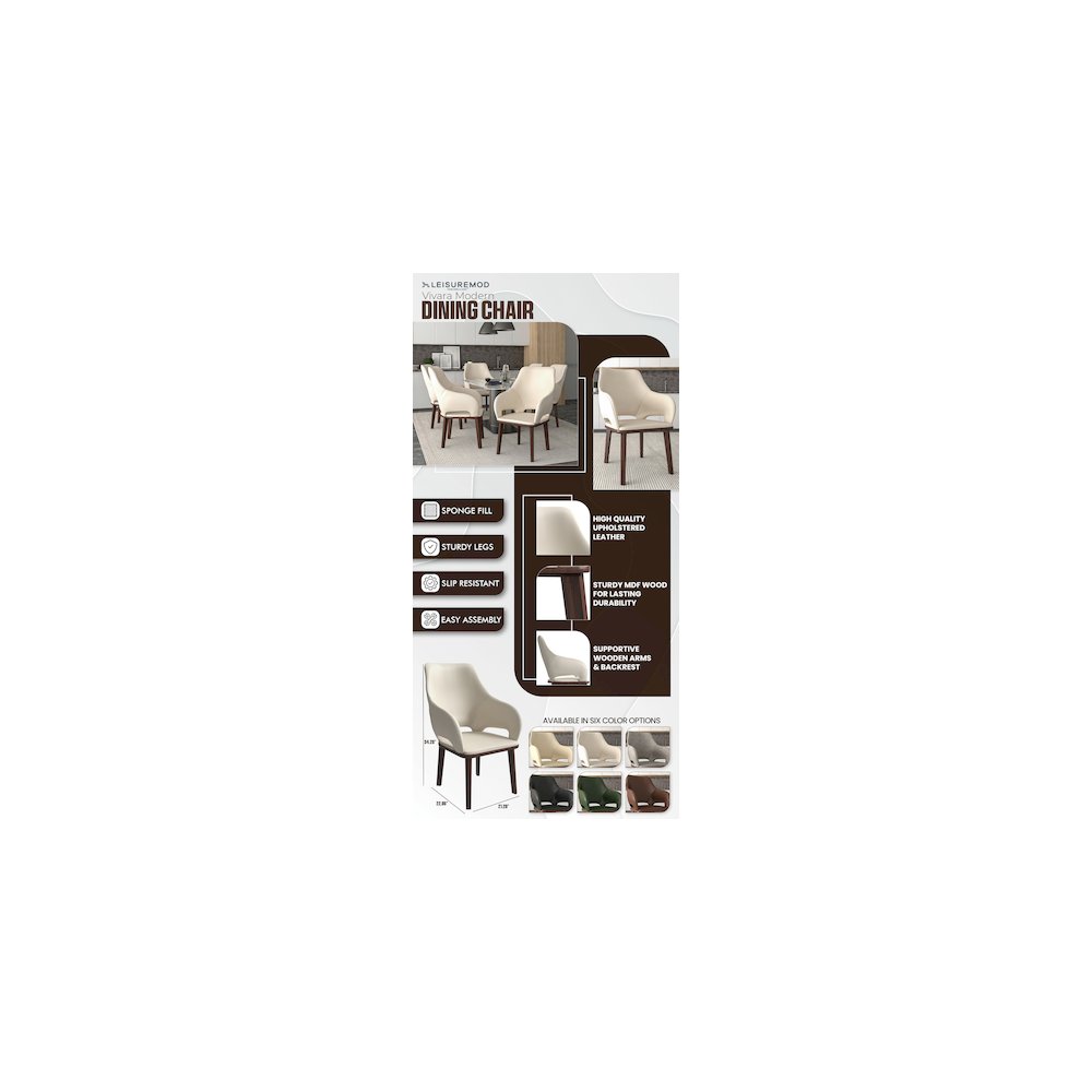 Vivara Collection Modern Dining Chair in Light Taupe Set of 2. Picture 17