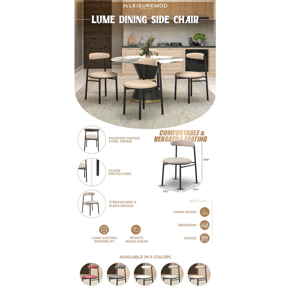 Lume Collection Modern Dining Chair in Dark Taupe Set of 4. Picture 2