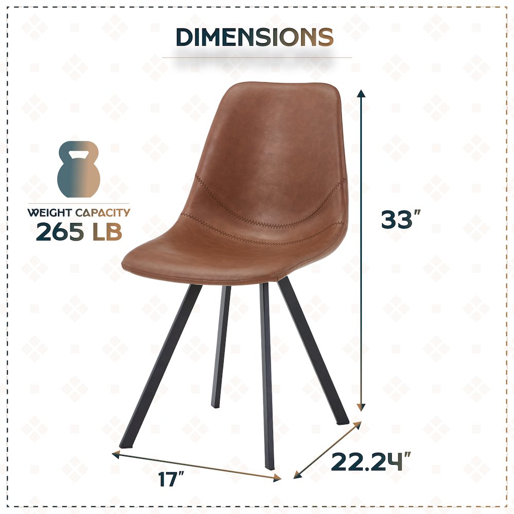 Markley Modern Leather Dining Chair With Metal Legs. Picture 7