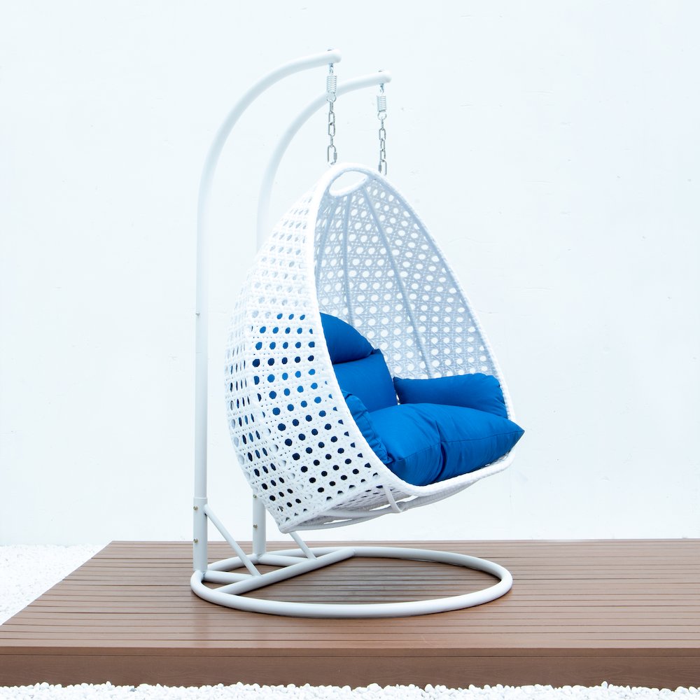 White Wicker Hanging 2 person Egg Swing Chair. Picture 4